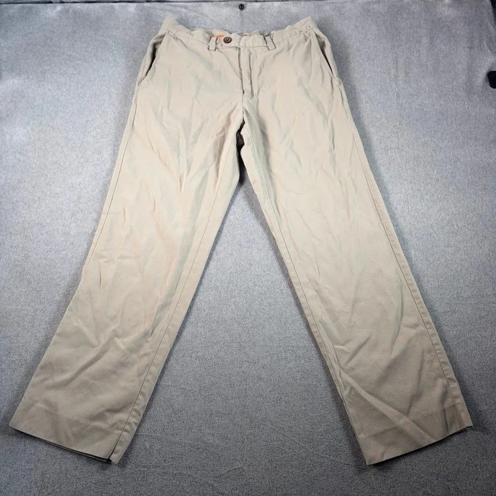 Tommy Bahama Silk Cotton Pants Mens 30x30 Khaki Tan Solid Straight Leg Chino